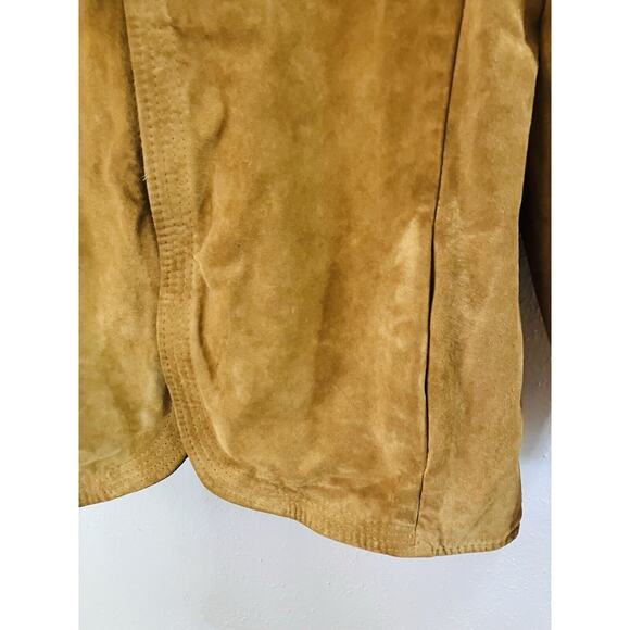 Vtg Suede Leather Jacket Structured Open Blazer Tan/Camel women SZ Med JORDACHE - Picture 6 of 13